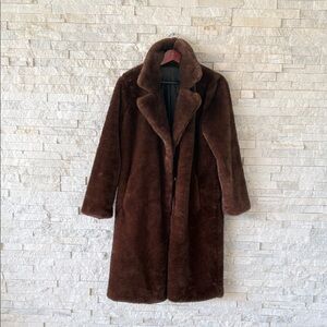 Luxurious Brown Faux Fur Coat